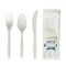 Boardwalk 5.86 in. 6-Piece Mediumweight Plastic Cutlery Fork/Knife/Napkin/Pepper/Salt/Spoon Kit - White (250/Carton)